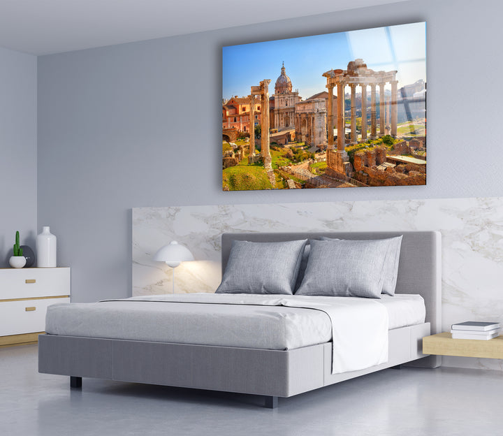 Glaswandkunst des Forum Romanum – Ikonische antike Ruinen mit historischer römischer Architektur