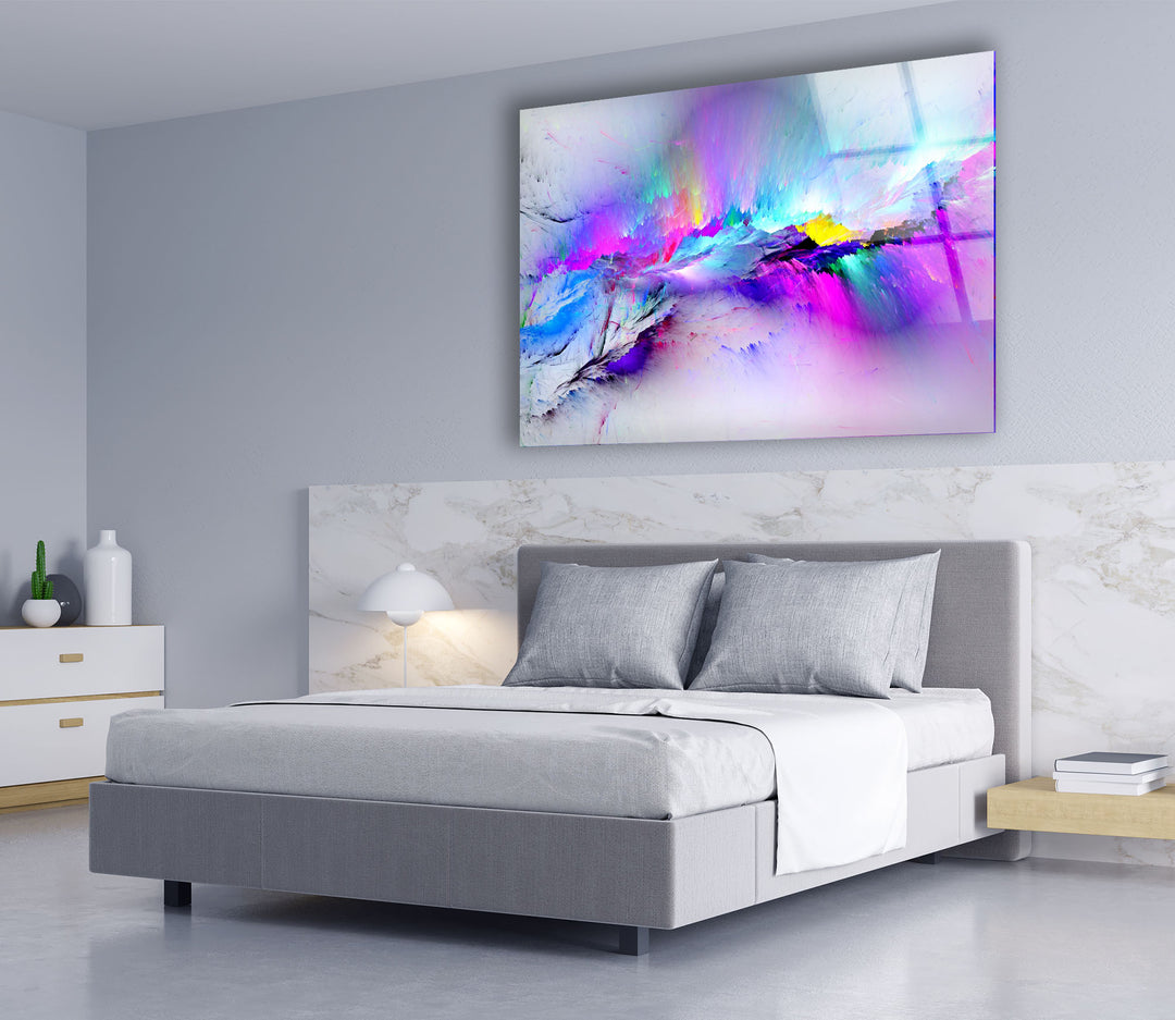 Color Burst Abstract Wall Art – Bright Iridescent Glass Print