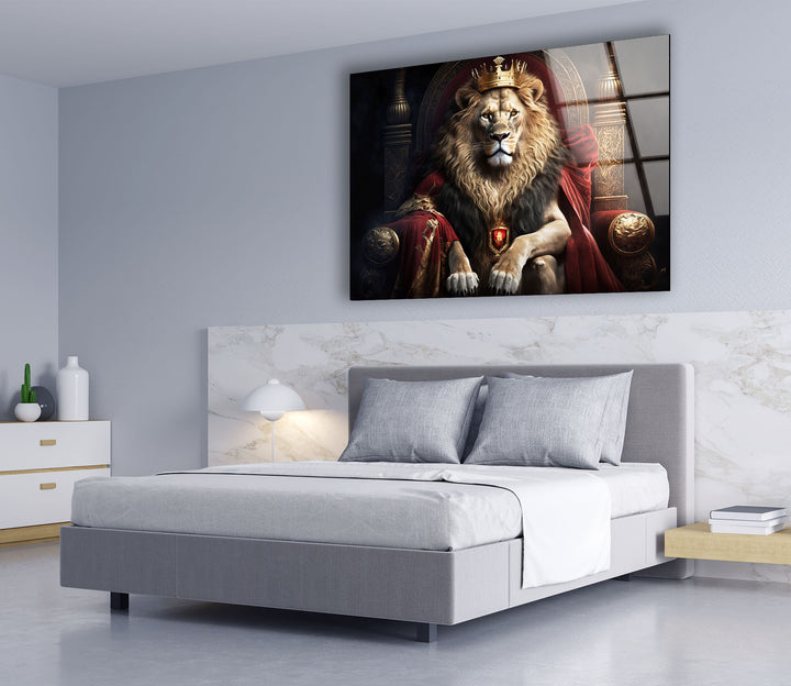 Königliche Wandkunst „König der Löwen“ – Majestätischer Tier-Glasdruck 