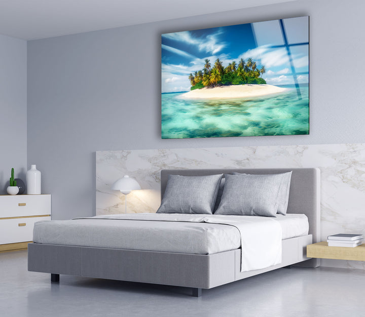 Tropische Insel Wandkunst – Abgeschiedenes Paradies Ozean Glasdruck 
