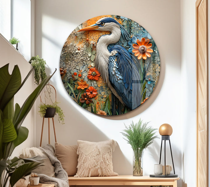 Garden Sentinel – Strukturierte Glaswandkunst mit Blumenreihermotiv