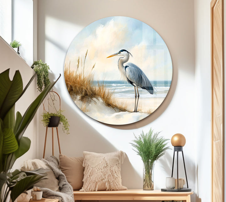 Coastal Watch – Reiher am Ufer – Glaswandkunst