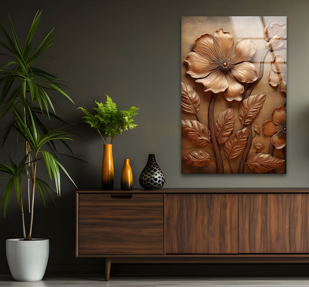 Bronze Flower Glass Wall Art glass pictures for Wall, glass prints wall art

