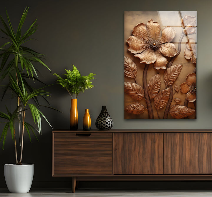 Bronze Flower Glass Wall Art glass pictures for Wall, glass prints wall art
