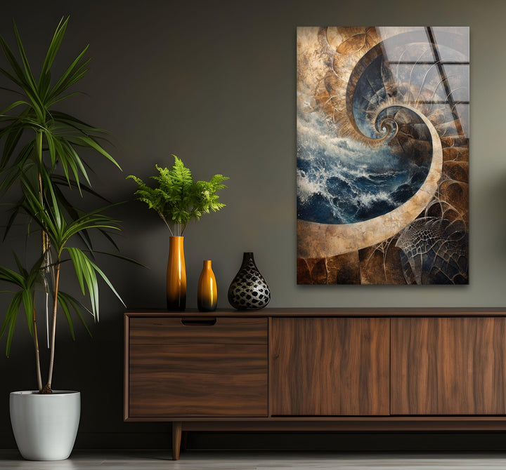 Nautilus-Muschel-Wandkunst aus Glas