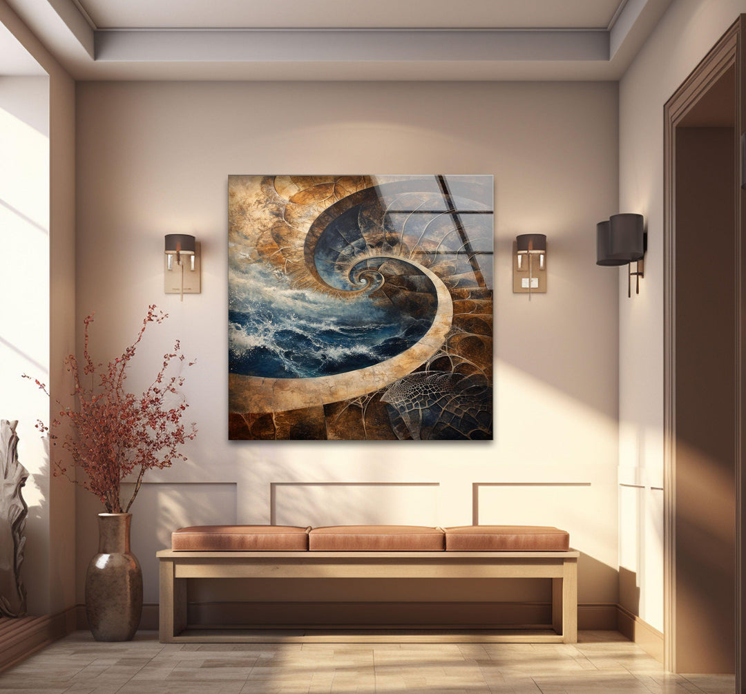 Nautilus-Muschel-Wandkunst aus Glas