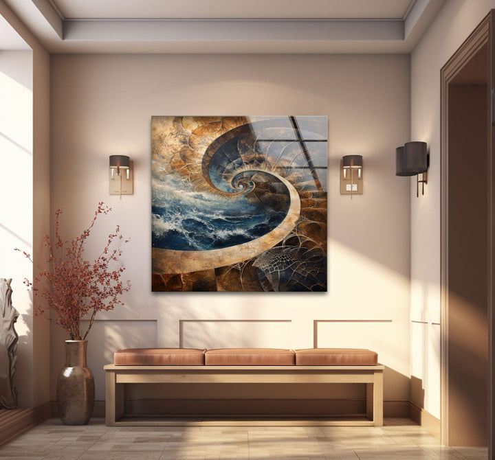Nautilus-Muschel-Wandkunst aus Glas