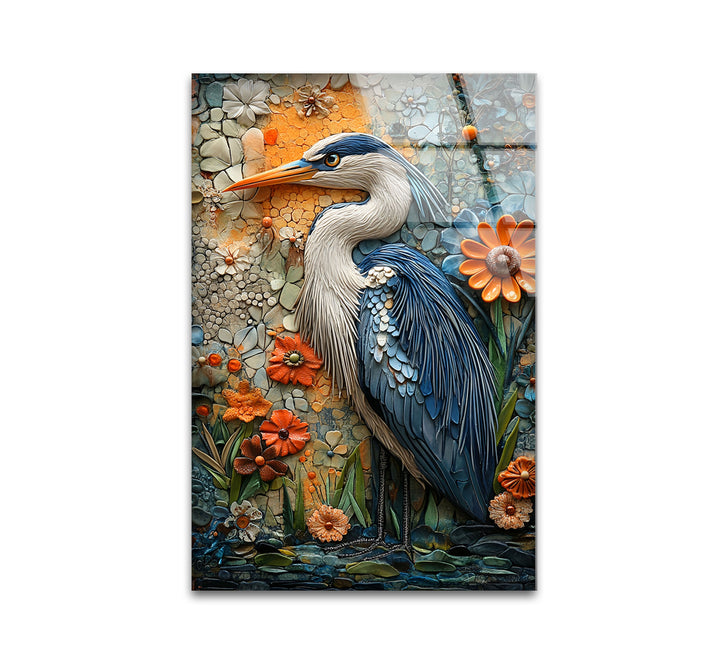 Garden Sentinel – Strukturierte Glaswandkunst mit Blumenreihermotiv