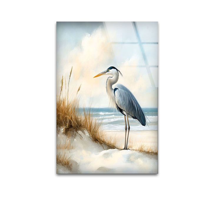 Coastal Watch – Reiher am Ufer – Glaswandkunst