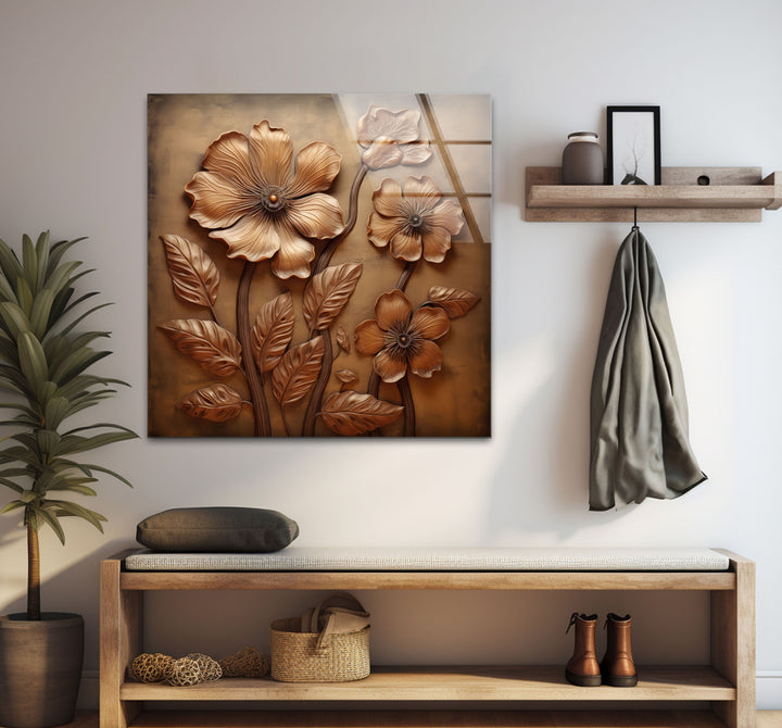 Bronze Flower Glass Wall Art art glass wall art, glass wall art pictures
