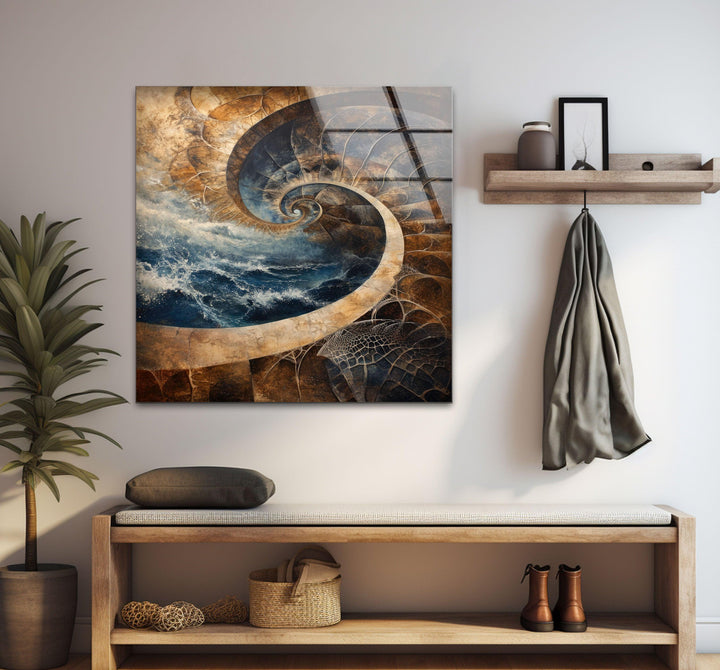Nautilus-Muschel-Wandkunst aus Glas