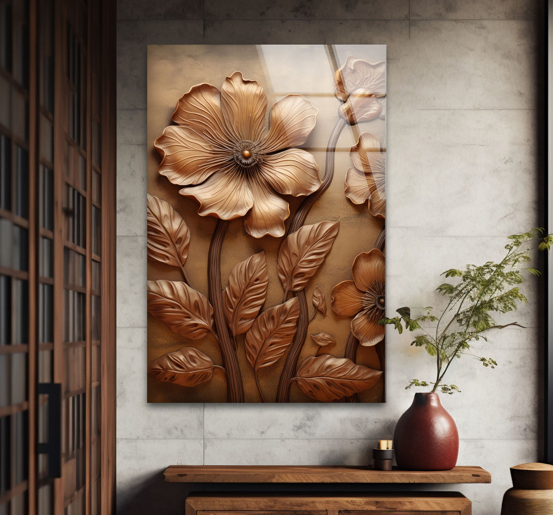 Bronze Flower Glass Wall Art glass wall decor, glass wall art decor
