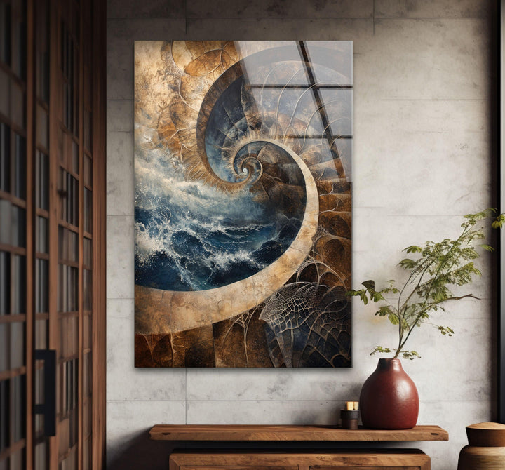 Nautilus-Muschel-Wandkunst aus Glas