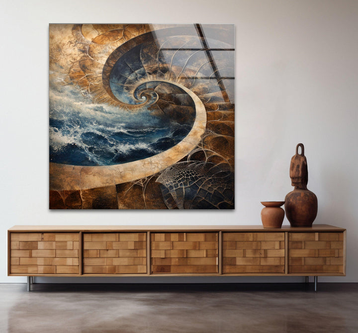 Nautilus-Muschel-Wandkunst aus Glas