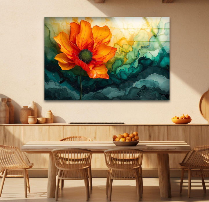 Flower & Marble Design Glass Wall Art stained glass wall art, stained glass wall decor
