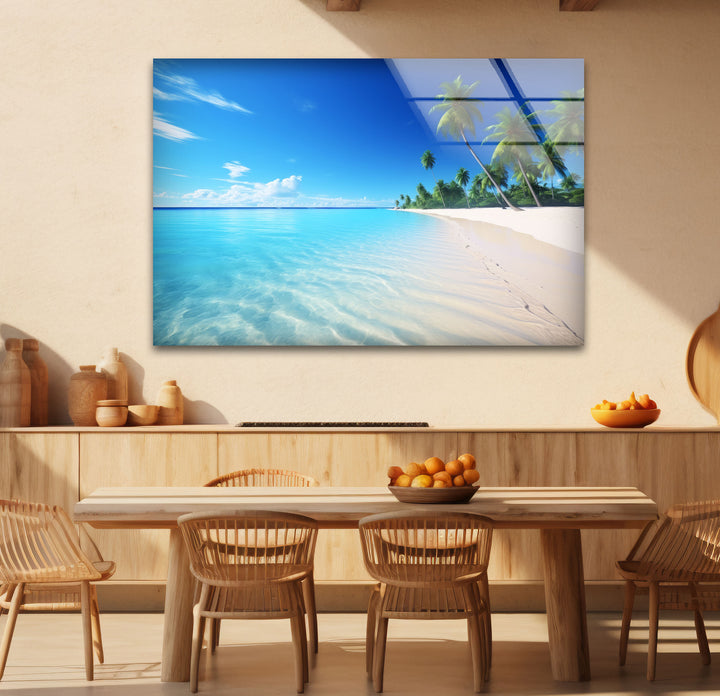 Tropisches Strandparadies Wandkunst – Kristallklares Ozeanglas-Druckdekor