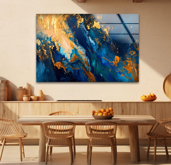 Goldene Granitmosaik-Glaswandkunst