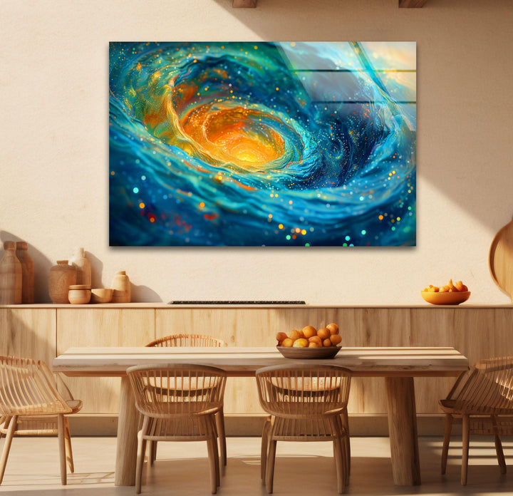 Swirling Galaxy With Stars and Nebulae Glass Wall Art