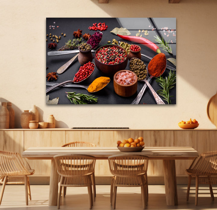 Bunte Gewürzwandkunst – Gourmet-Küchenkräuter- und Gewürzglasdruck