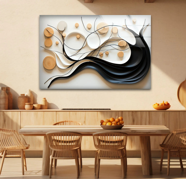 Neutral Abstract Tree Wall Art – Modern Glass Decor with Wood Accents - MyPhotoStation