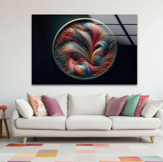 Striking contrast between vibrant pink and silver hues in this mesmerizing glass art piece.
