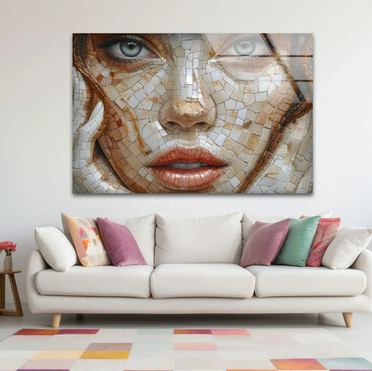 Cool Art featuring a mosaic woman and vivid colors is mosaic woman art glass wall art with tempered glass and UV printing