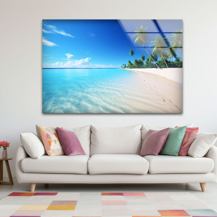 Tropisches Strandparadies Wandkunst – Kristallklares Ozeanglas-Druckdekor