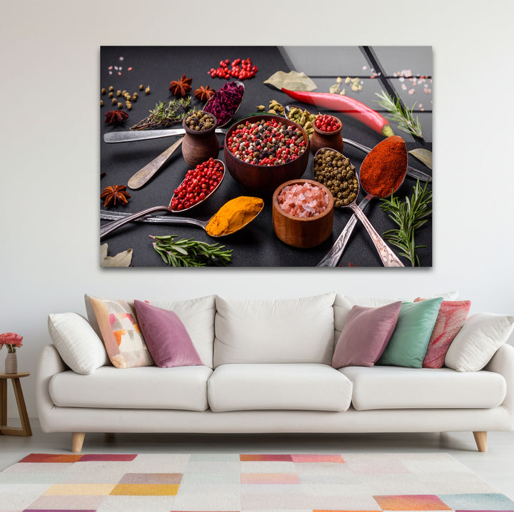 Bunte Gewürzwandkunst – Gourmet-Küchenkräuter- und Gewürzglasdruck