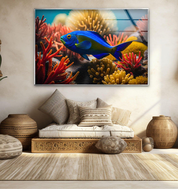 Tropical Fish Glass Wall Art glass art painting, glass art for the Wall
