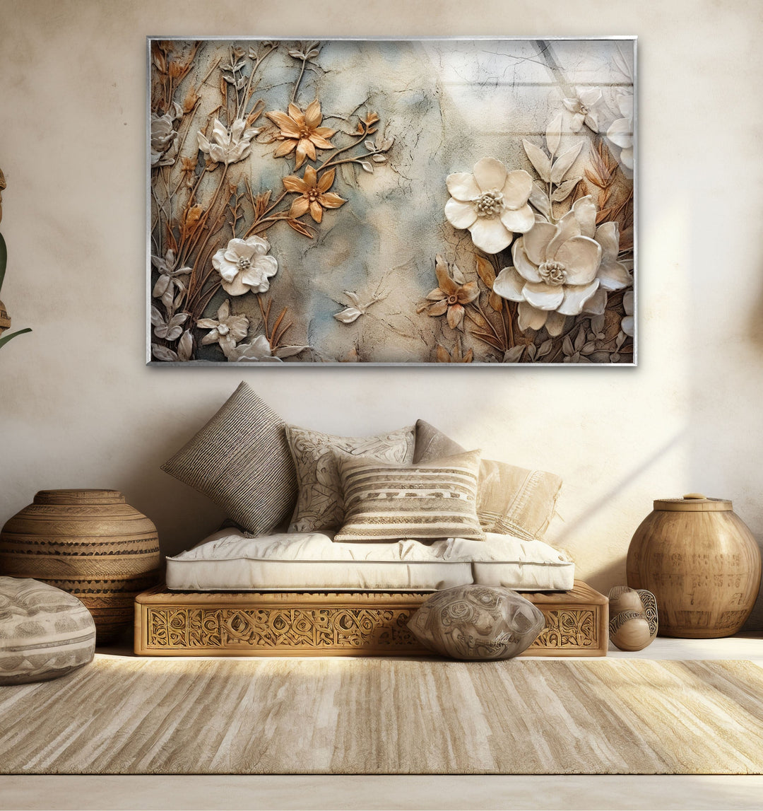 Autumn Flower Art Glass Wall Art print picture on glass, Tempered Glass Wall Art
