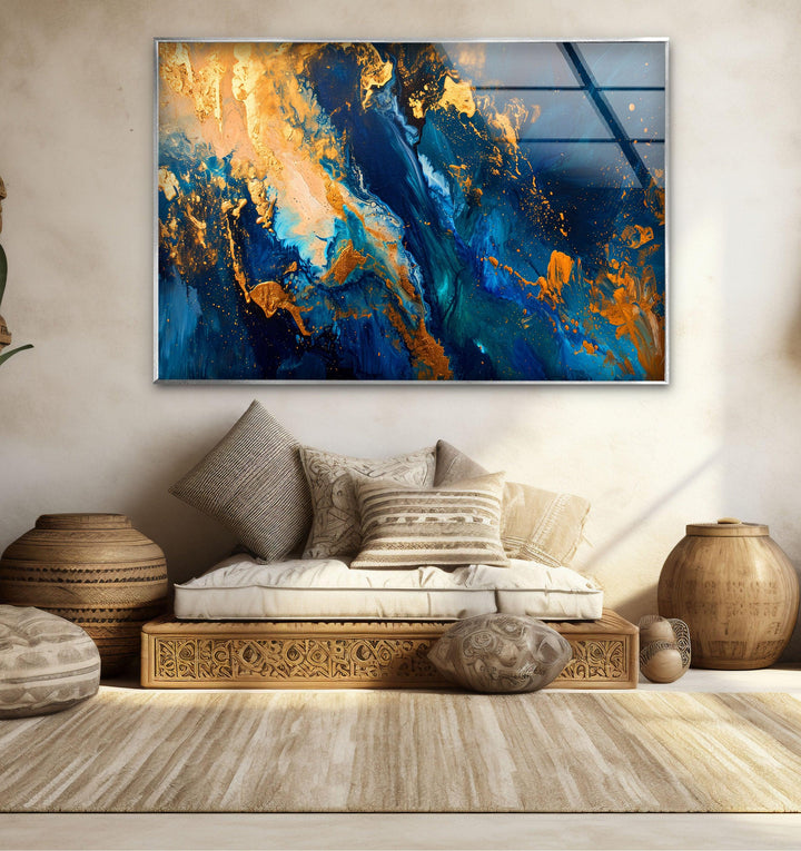 Goldene Granitmosaik-Glaswandkunst