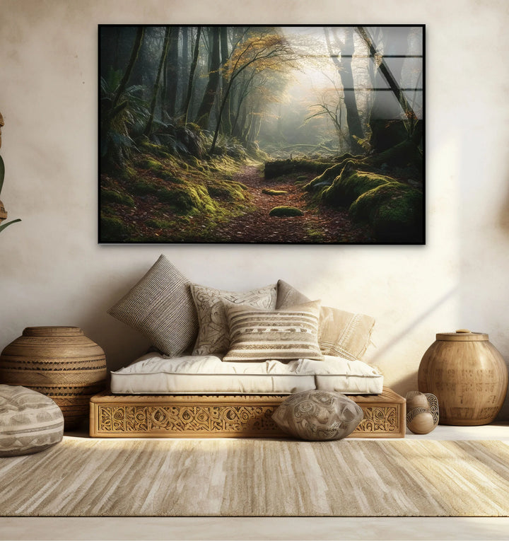 Misty Forest Path Wall Art – Enchanted Nature Glass Print for Tranquil Decor - MyPhotoStation