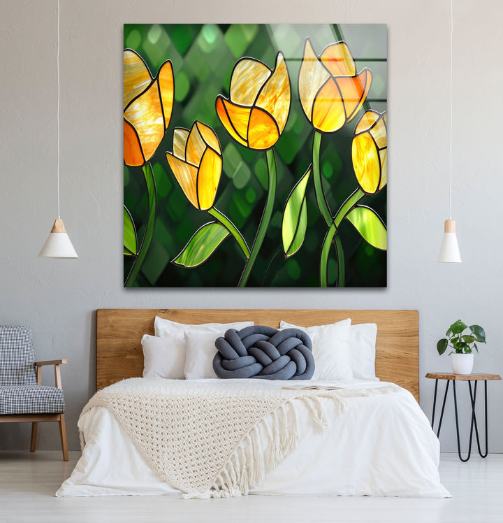 Yellow Flower Stained Glass Wall Art stained glass wall art, stained glass wall decor
