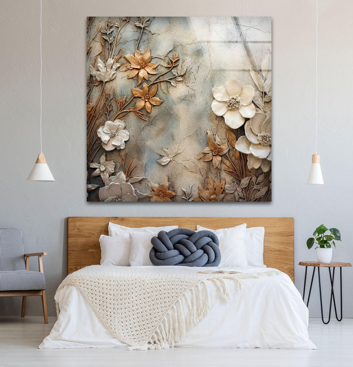 Autumn Flower Art Glass Wall Art print on glass, glass printed photos
