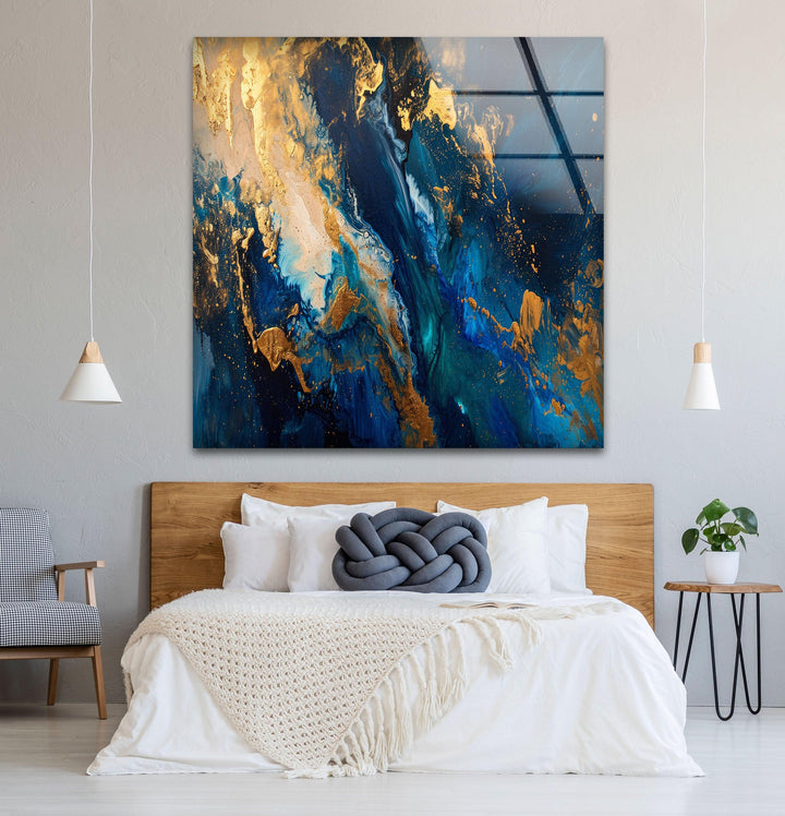 Goldene Granitmosaik-Glaswandkunst