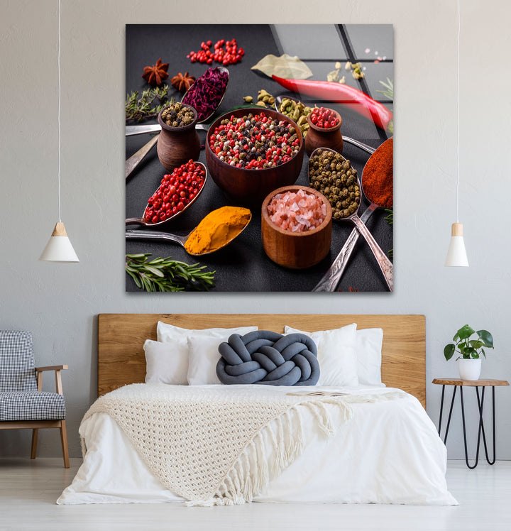 Bunte Gewürzwandkunst – Gourmet-Küchenkräuter- und Gewürzglasdruck