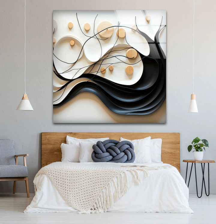 Neutral Abstract Tree Wall Art – Modern Glass Decor with Wood Accents - MyPhotoStation