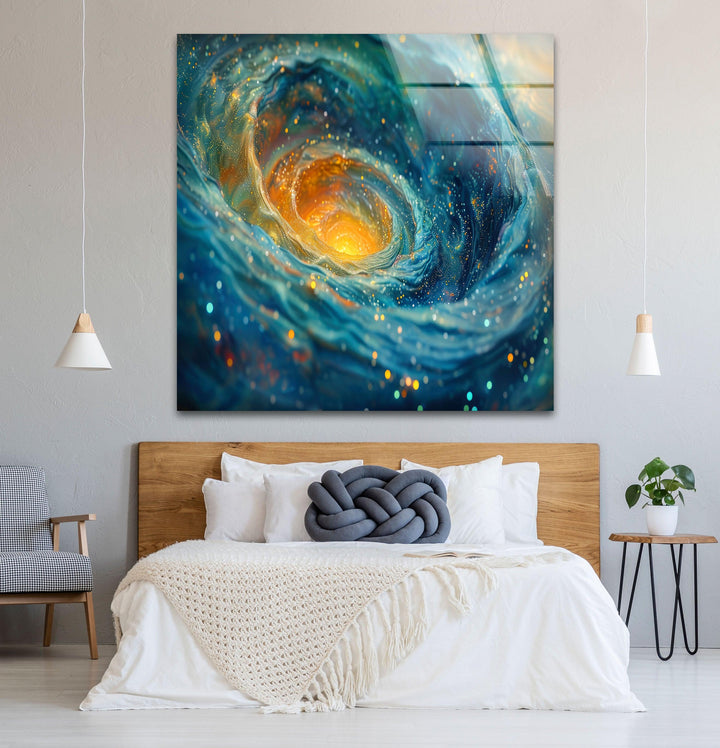 Swirling Galaxy With Stars and Nebulae Glass Wall Art
