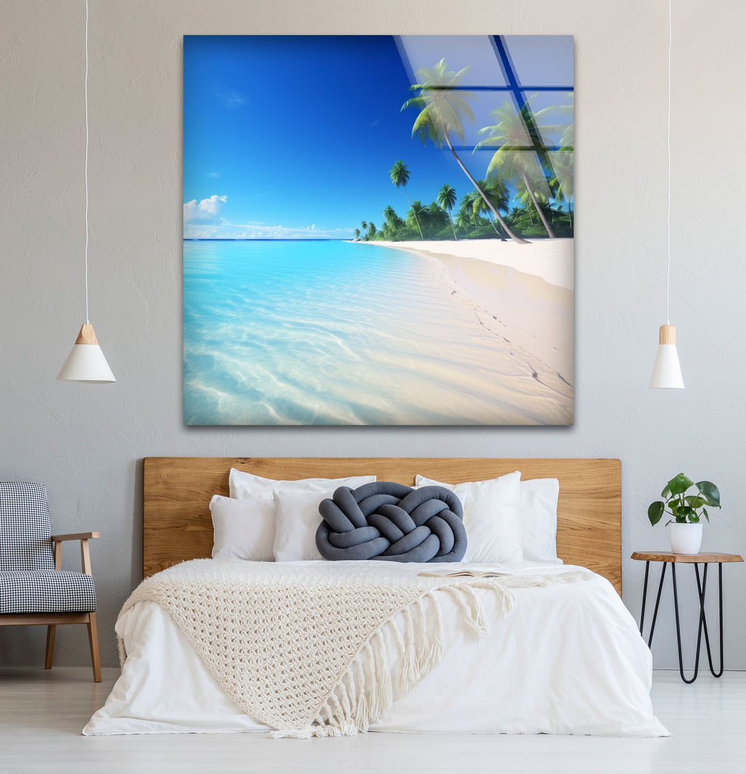Tropisches Strandparadies Wandkunst – Kristallklares Ozeanglas-Druckdekor