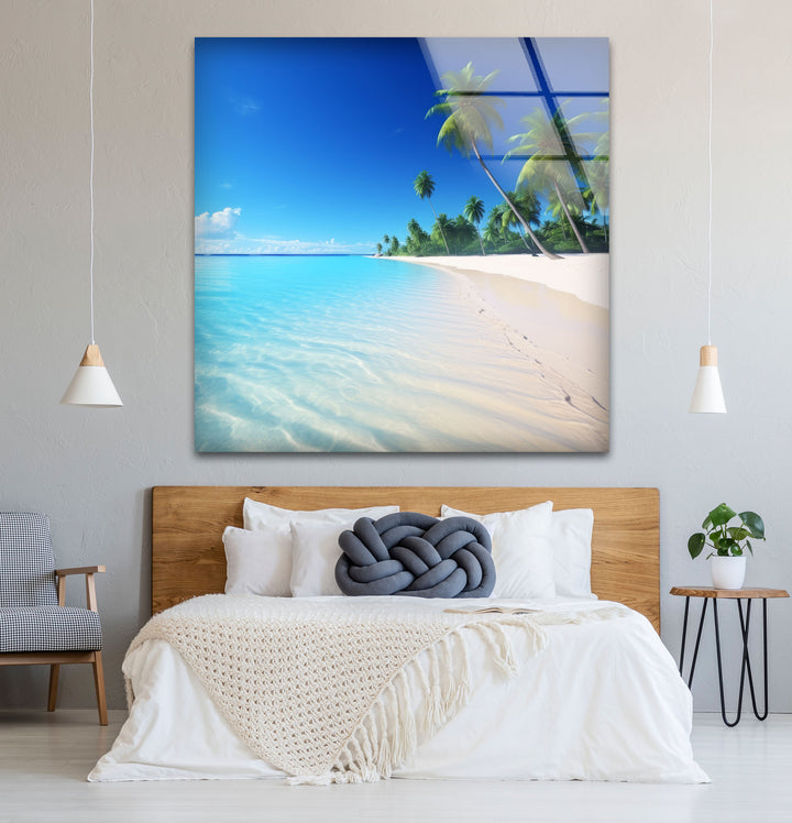 Tropisches Strandparadies Wandkunst – Kristallklares Ozeanglas-Druckdekor