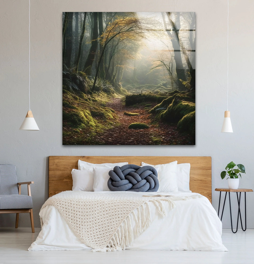 Misty Forest Path Wall Art – Enchanted Nature Glass Print for Tranquil Decor - MyPhotoStation