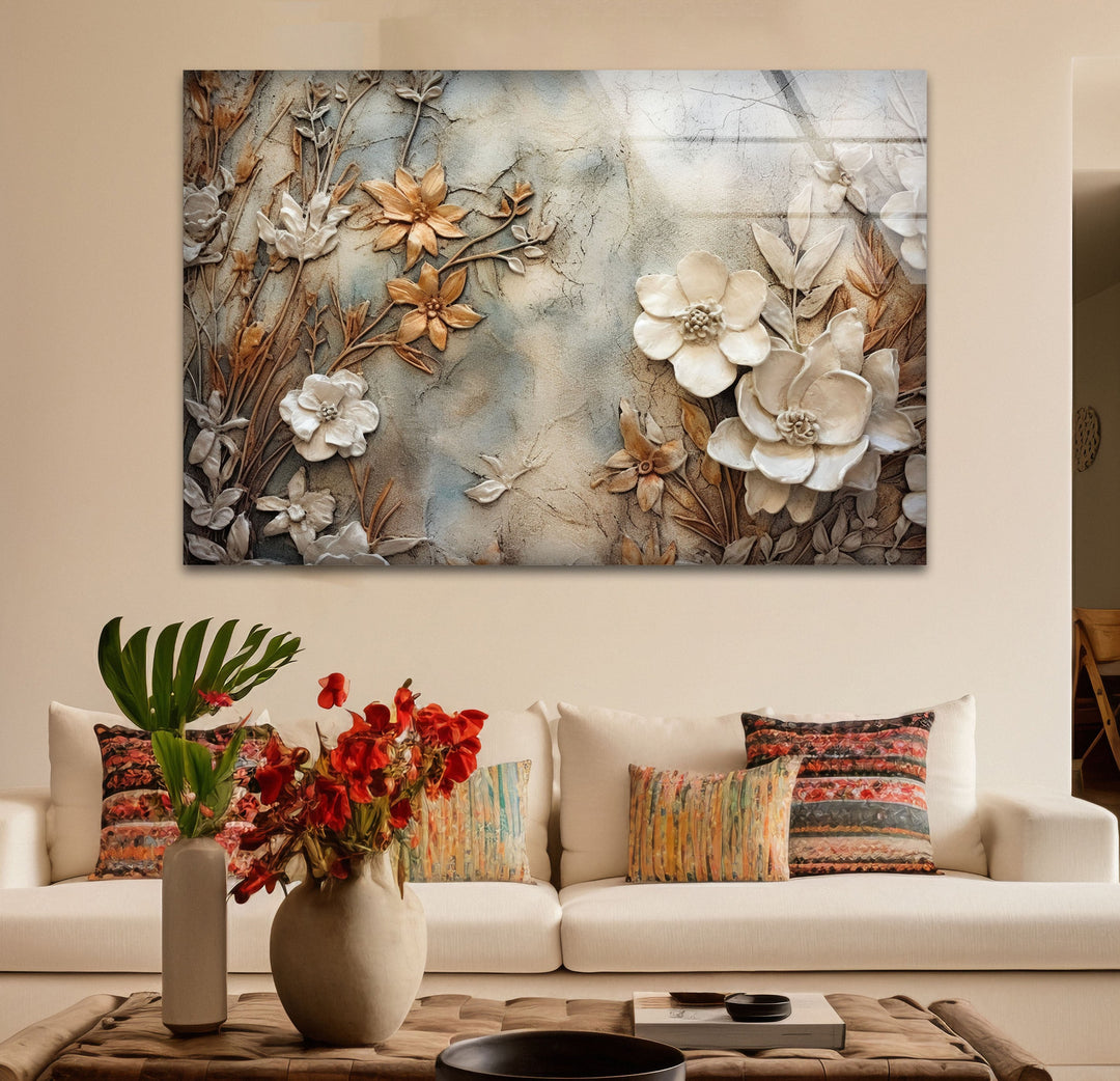 Autumn Flower Art Glass Wall Art picture on glass wall art, photos printed on glass
