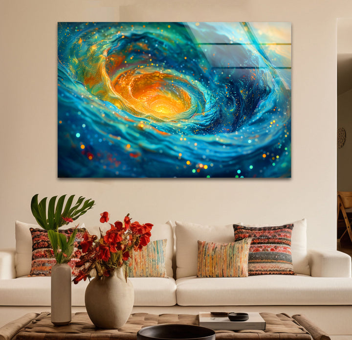 Swirling Galaxy With Stars and Nebulae Glass Wall Art