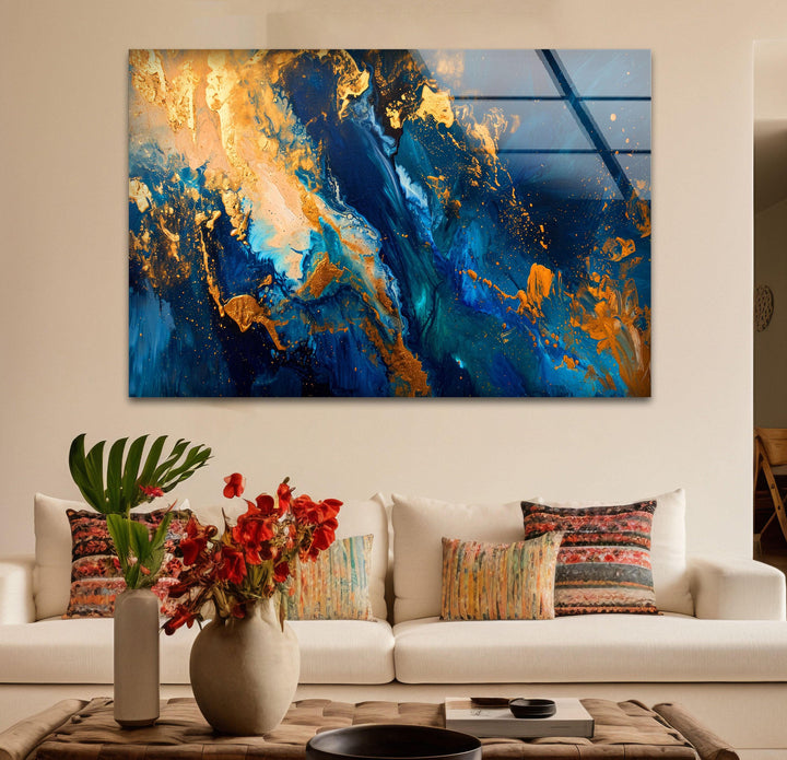 Goldene Granitmosaik-Glaswandkunst
