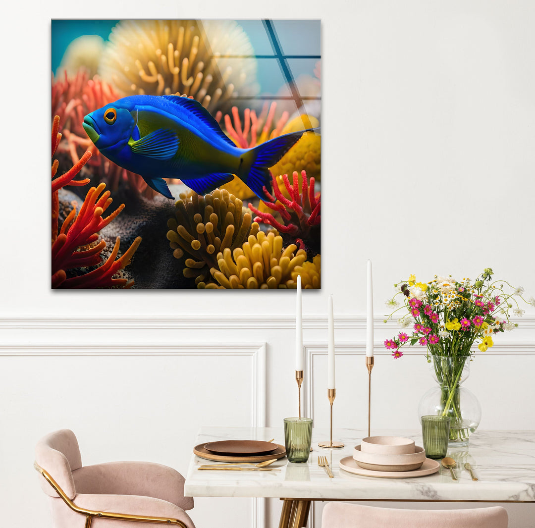 Tropical Fish Glass Wall Art print picture on glass, Tempered Glass Wall Art
