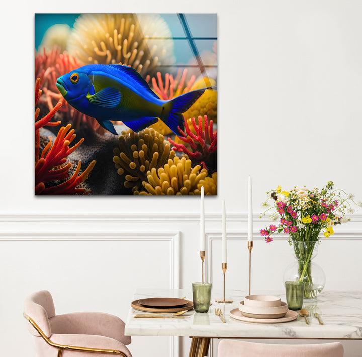 Tropical Fish Glass Wall Art print picture on glass, Tempered Glass Wall Art
