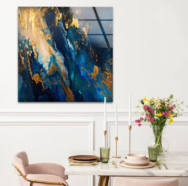 Goldene Granitmosaik-Glaswandkunst