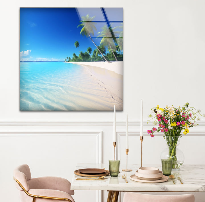 Tropisches Strandparadies Wandkunst – Kristallklares Ozeanglas-Druckdekor