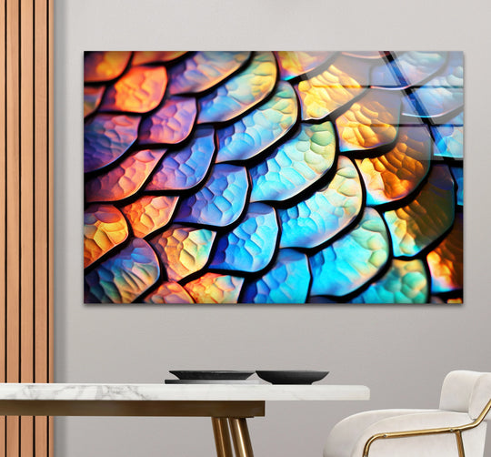 Rainbow Scales Wall Art – Iridescent Texture Glass Print for Bold Interiors - MyPhotoStation