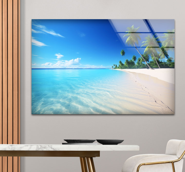 Tropisches Strandparadies Wandkunst – Kristallklares Ozeanglas-Druckdekor